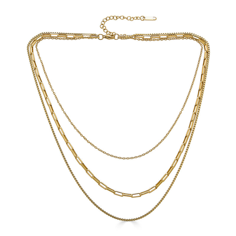 Triple-Layer Mixed Chain Necklace