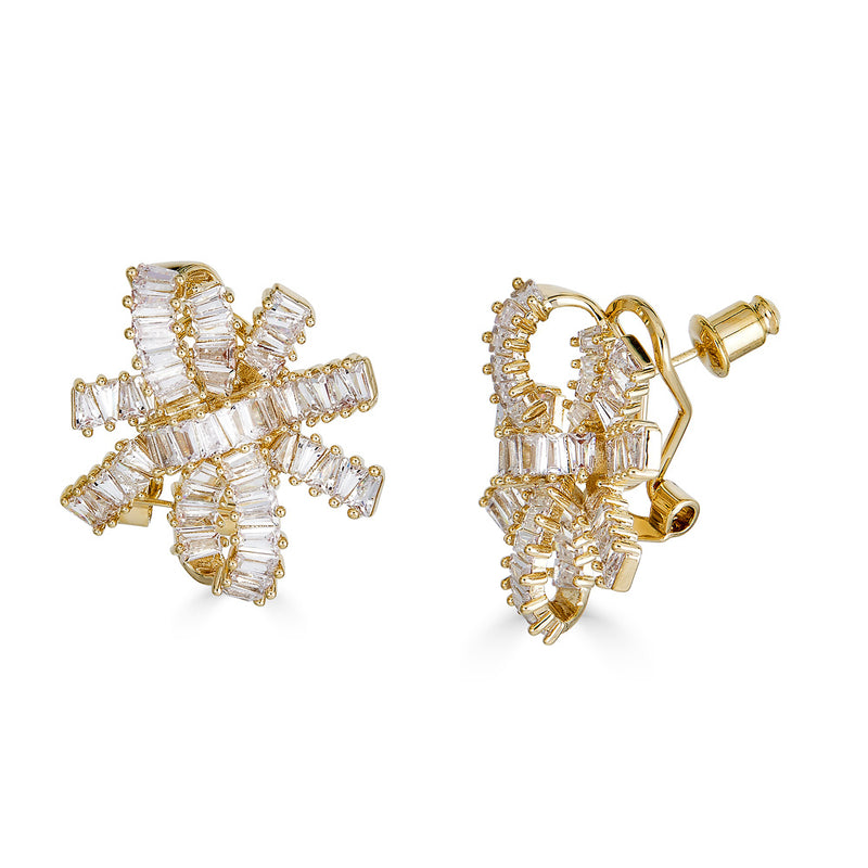 Baguette Ribbon Knot Stud Earrings