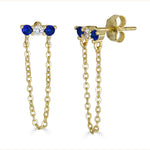 Cluster Trio Stone Chain Drop Ear Cuff