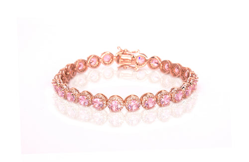 Pink Round Cut Crystal Bracelet