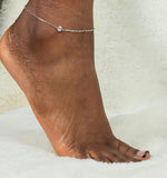 Oval Solitaire Half Paper Clip & Half Cable Chain Anklet